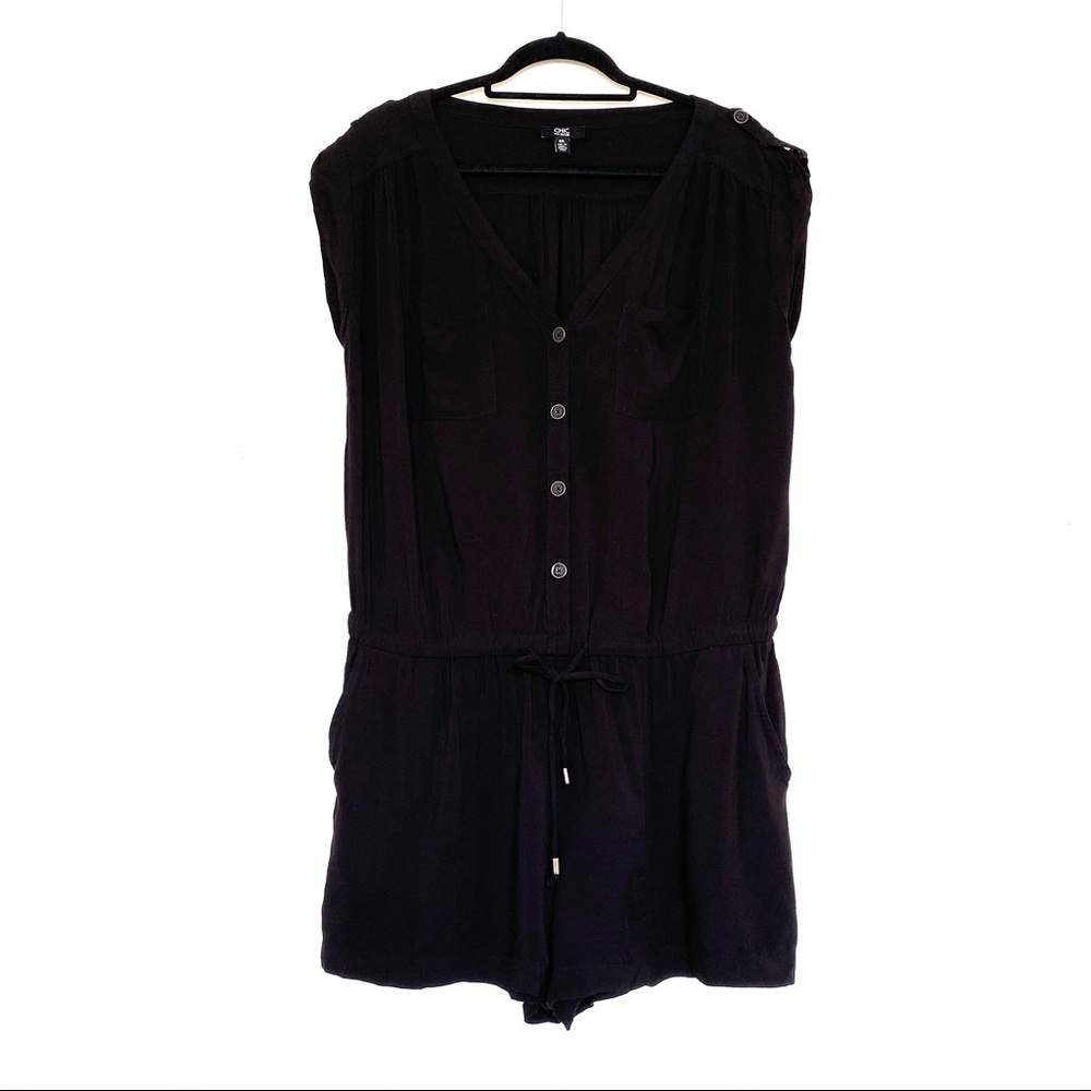 Black Button Up Jacob Romper - Size Large